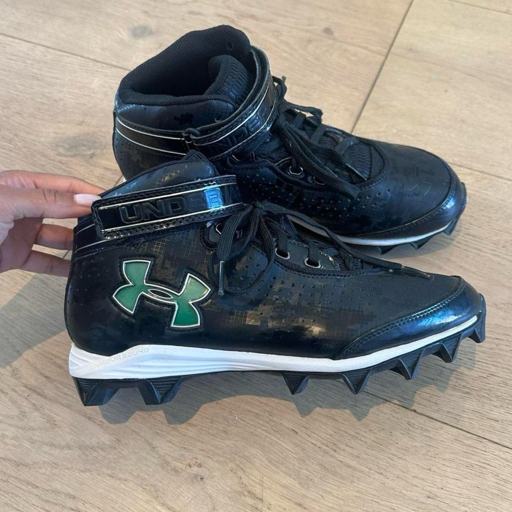 Under Armour Black and Green Cleats